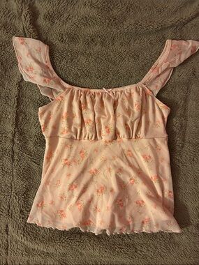 Women’s Pink Floral Square-Neck Double-lined Top
